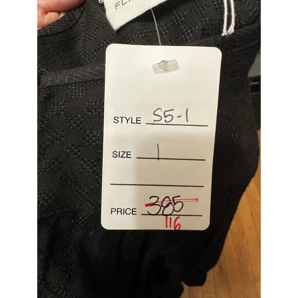 Flannel Black Long Sleeve Jumpsuit with Smocked Waist - Size 1 Small NWT - Picture 10 of 14